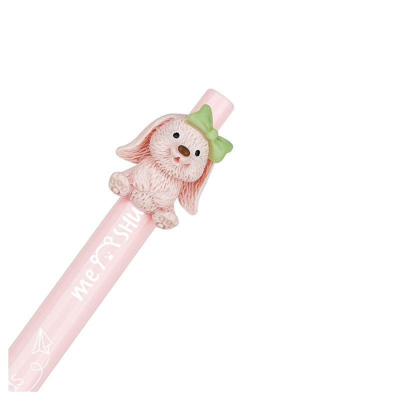 Ручка шариковая автоматическая MESHU "Funny friends" синяя, 0,7мм, корпус ассорти, с топпером 