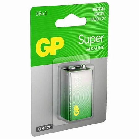 Батарейка GP Super, "Крона" (6LR61, 6LF22, 1604A), алкалиновая, 1 шт., в блистере, 1604A-5CR1, 1604A-BC1