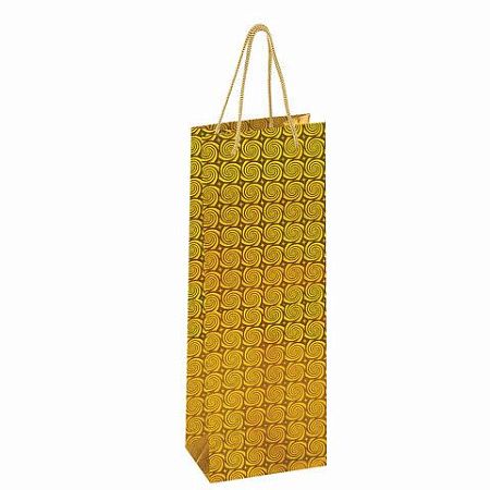 Пакет подарочный для бутылки 13x8,5x36 см, ЗОЛОТАЯ СКАЗКА голография, ассорти 4 цвета, 606608