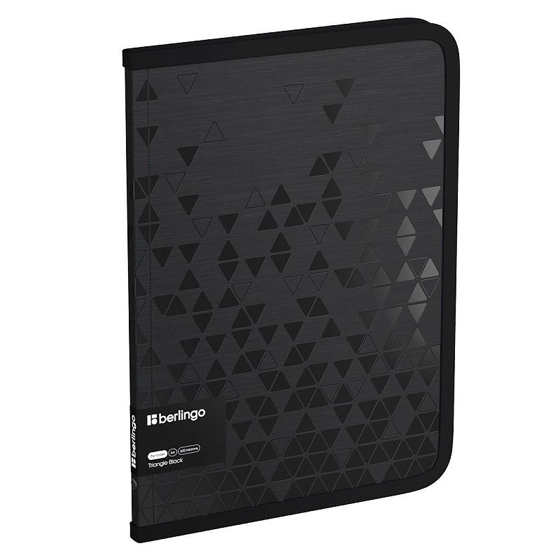 Папка на молнии Berlingo "Triangle Black" А4, 600мкм, черная