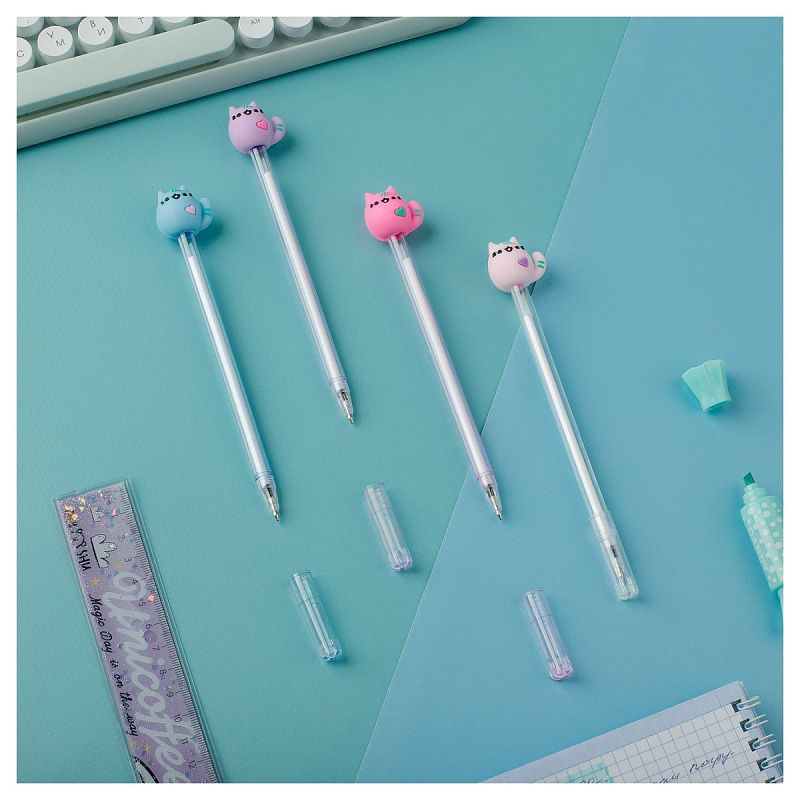 Ручка шариковая MESHU "Meow" синяя, 0,7мм, корпус ассорти 