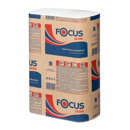Полотенца бумажные лист. Focus (Z-сл) 2-слойные, 200л/пач., 21,5*24см, белые 