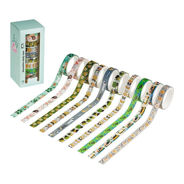 Набор клейких декоративных лент MESHU "Аnimals", 10шт