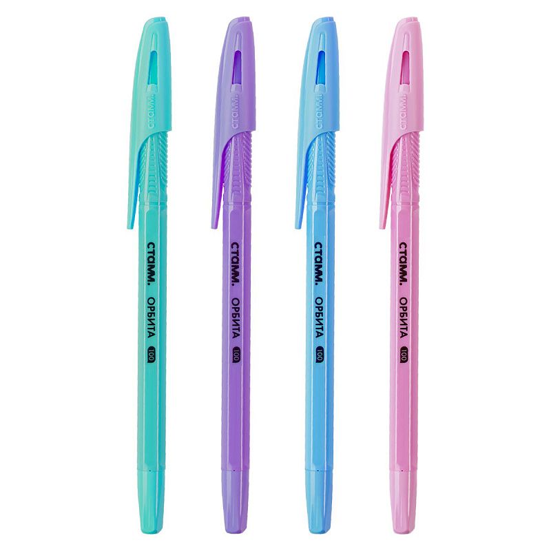 Ручка шариковая СТАММ "Орбита 100" синяя, 0,7мм, пастельный микс, ассорти 