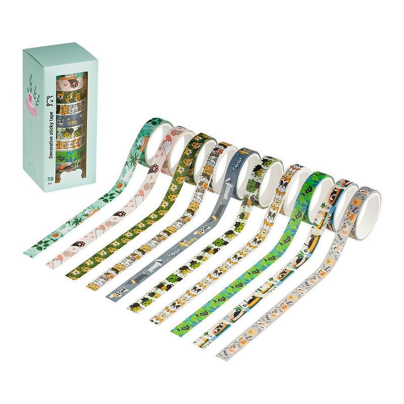Набор клейких декоративных лент MESHU "Аnimals", 10шт