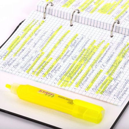 Текстовыделитель STAFF "EVERYDAY HL-720", ЖЕЛТЫЙ, линия 1-5 мм, скошенный наконечник, 152553 