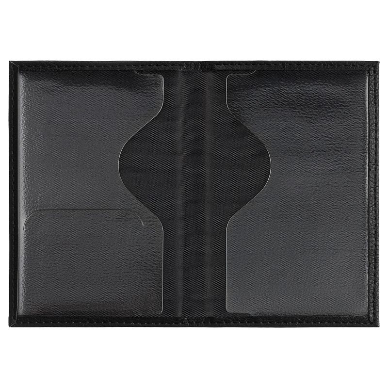 Обложка для паспорта OfficeSpace экокожа, текстура Кварц, подклад текстиль, черный, металлический шильд Герб 