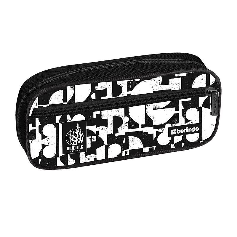 Пенал 1 отделение, 1 карман, 220*95*50 Berlingo "Burning world", полиэстер, откидная планка