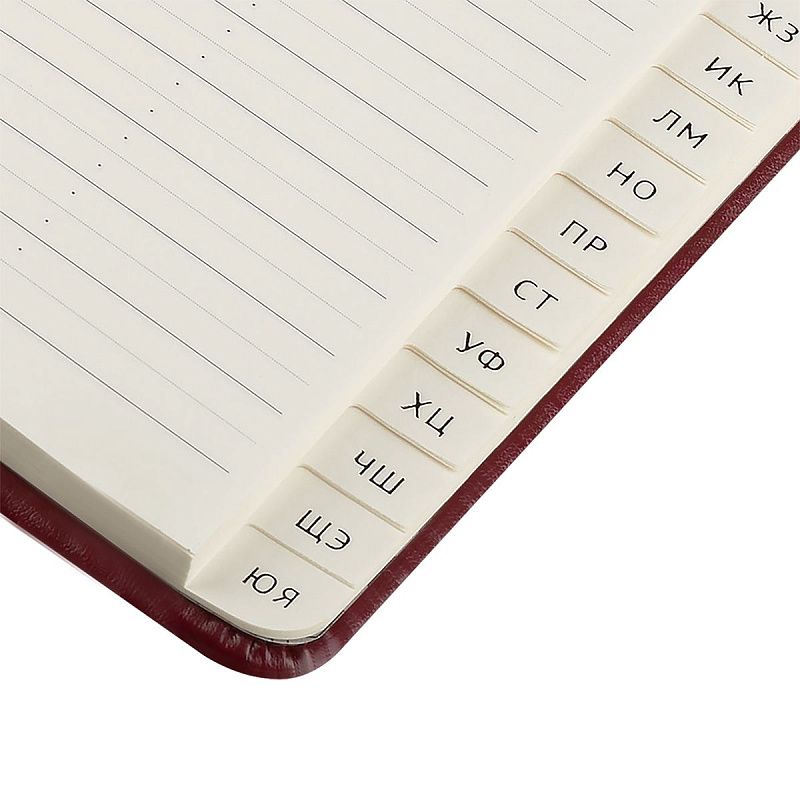 Телефонная книга А7, 64л., кожзам, BG "Nebraska. Dark red", с вырубкой