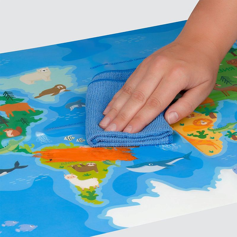 Клеенка для уроков труда Мульти-Пульти "Карта мира", 50*70см, ПВХ