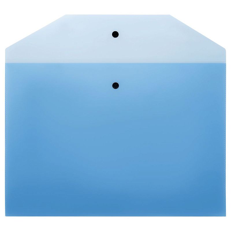 Папка-конверт на кнопке СТАММ А4, 120мкм, пластик, прозрачная, синяя 