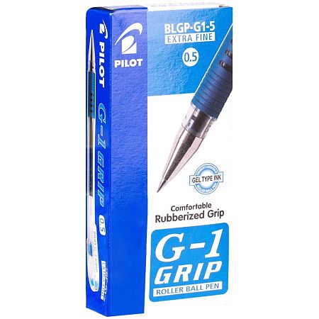 Ручка гелевая Pilot "G-1 Grip" синяя, 0,5мм, грип 