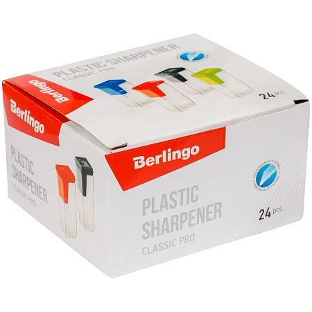Точилка пластиковая Berlingo "Classic Pro" 1 отверстие, контейнер, ассорти 