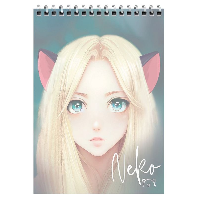 Блокнот А5 60л. на гребне MESHU "Neko", пластиковая обложка