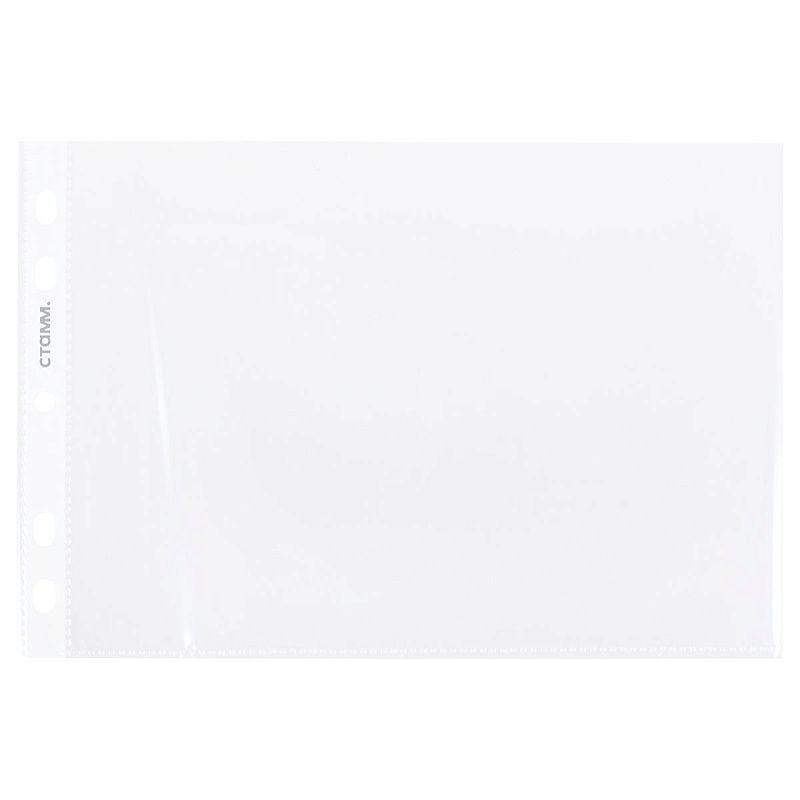 Папка-вкладыш с перфорацией (файл) СТАММ А5, 30мкм, глянцевая, горизонтальная 