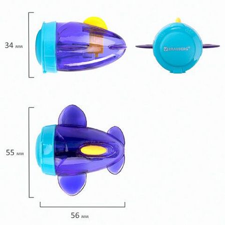 Точилка BRAUBERG "JET", 3 угла заточки, пластиковая с контейнером, ассорти, 223591 