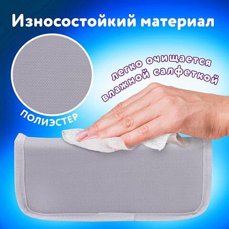 Пенал ЮНЛАНДИЯ для мальчиков, 2 отделения, мягкий, "Машина", серый, 21х6х9 см, 228983 