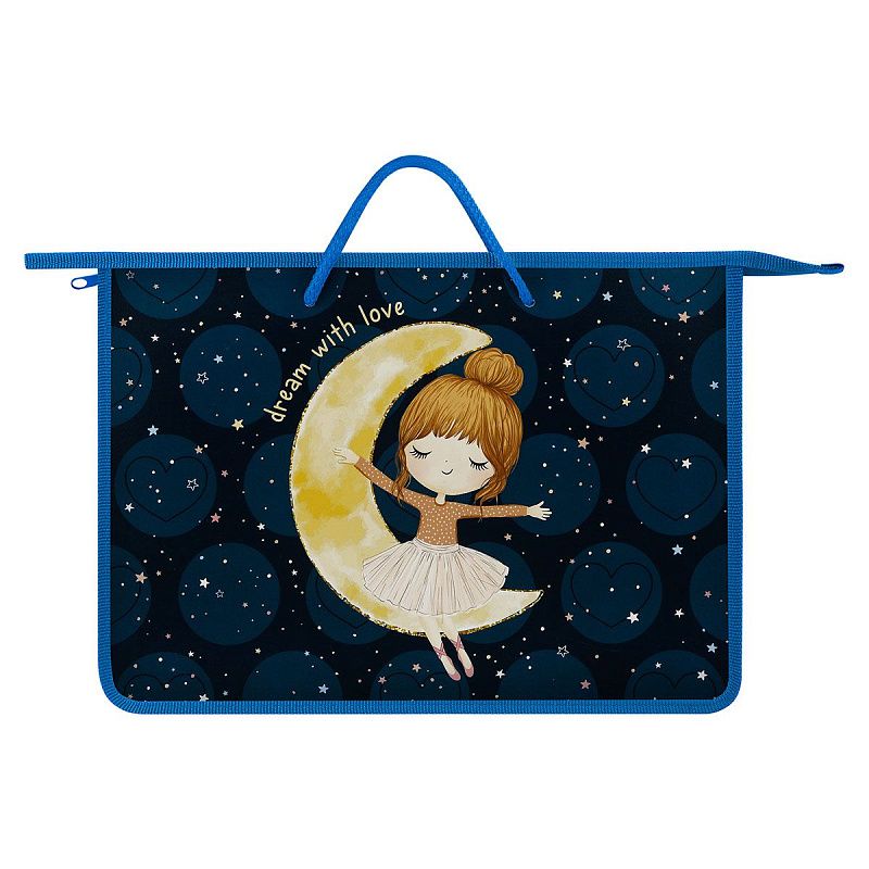 Папка с ручками А4 ArtSpace "Riding on the moon", пластик, на молнии, 75мм 