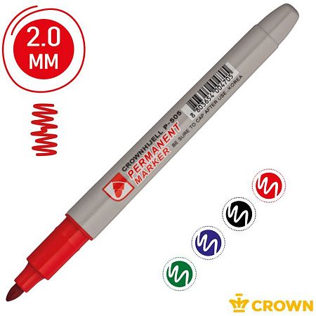 Набор перманентных маркеров Crown "Multi Marker Slim" 04цв., пулевидный, 2,0мм, чехол с европодвесом 