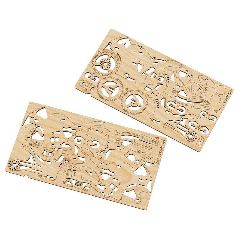 Конструктор деревянный ТРИ СОВЫ "Спортбайк". 11*3,5*5,5см, 29 деталей, пакет с еврослотом 