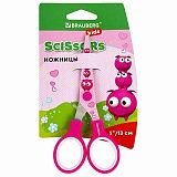Ножницы BRAUBERG "Kid Series", 130 мм, розовые, с цветной печатью "Поросята", закругленные, 232272
