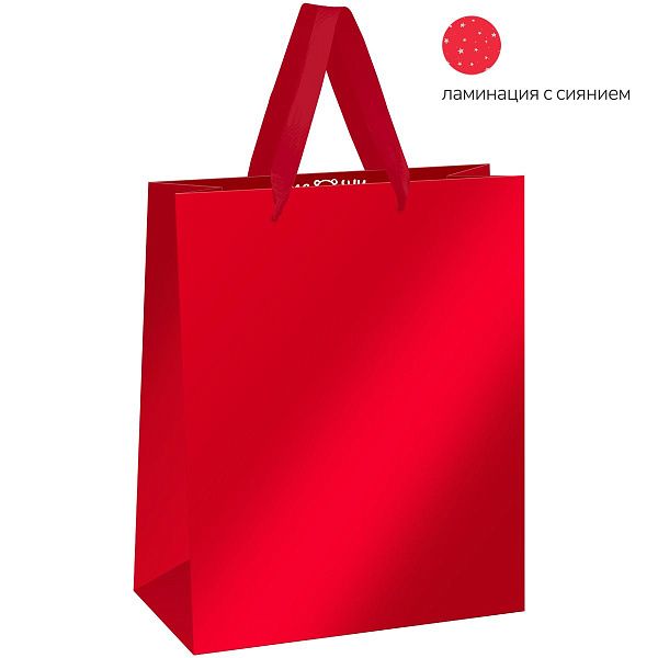 Пакет подарочный 26*32*12см MESHU "Red",  матовая ламинация