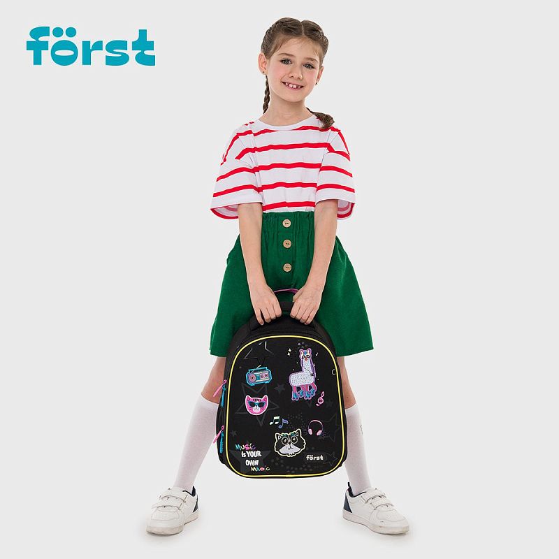 Ранец Först F-Top облегченный "Disco Lama" 36*28*15см, 2 отделения, 2 кармана, анатомическая спинка 