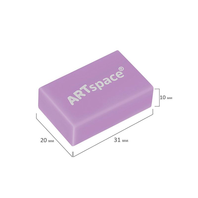 Ластик ArtSpace "Pastel Tender", прямоугольный, 31*20*10мм, ПВХ 