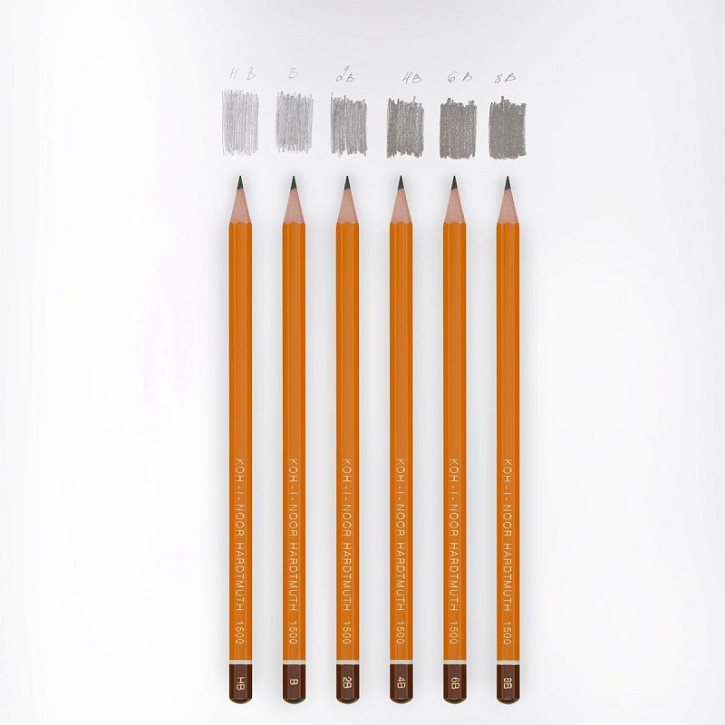 Набор карандашей ч/г Koh-I-Noor "1501" 6шт., HB-8B, заточен., картон. упак., европодвес 