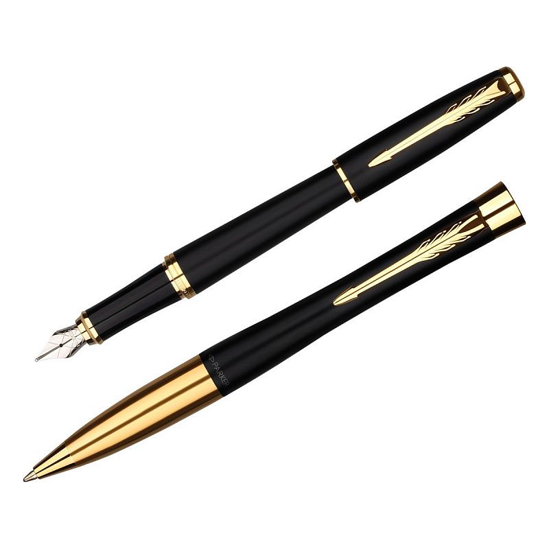 Набор Parker "Urban Duo": ручка шариковая Urban Black GT, синяя, 1,0мм + перьевая ручка Urban Black GT 