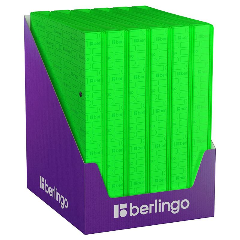 Папка на 2 кольцах Berlingo "Your Way", 24мм, 600мкм, зеленый неон, D-кольца, с внутр. карманом 