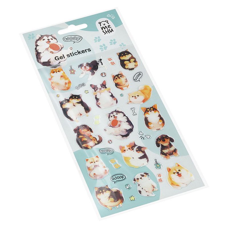 Наклейки гелевые MESHU  "Cute Dog" , 10*23см, инд. уп., европодвес
