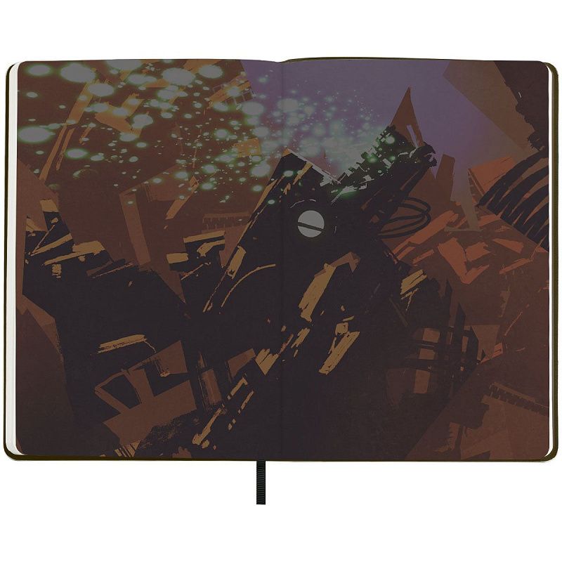 Записная книжка А5 80л. ЛАЙТ, кожзам, Greenwich Line "Future. New world", с резинкой, тиснение фольгой, блок в линию