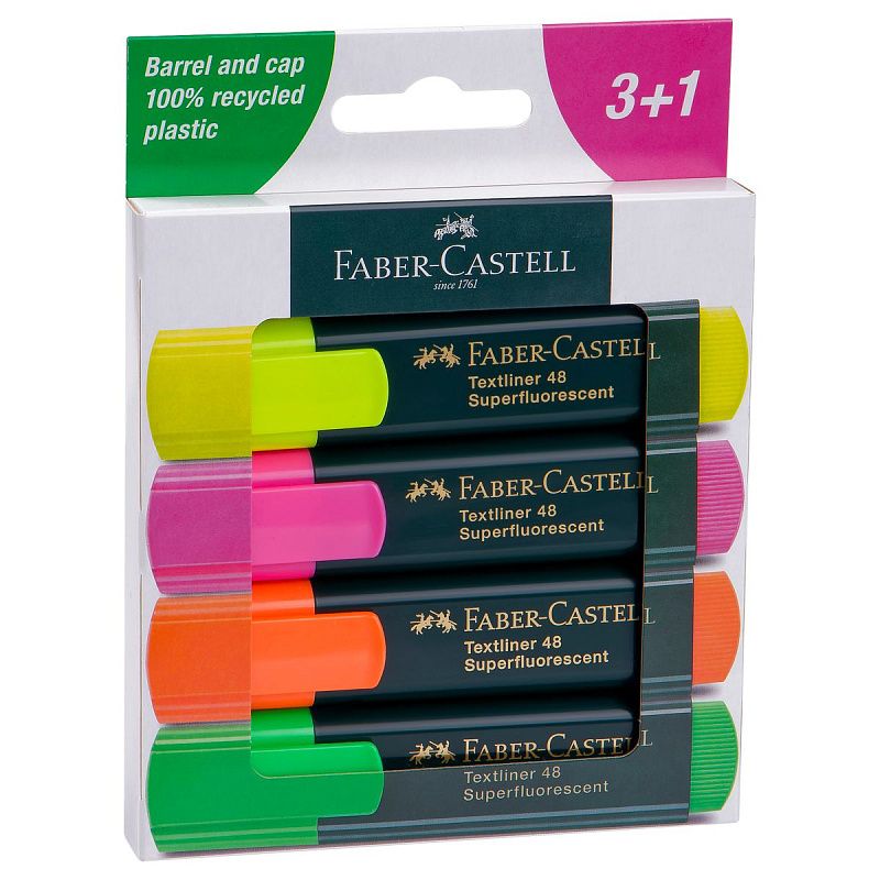 Набор текстовыделителей Faber-Castell "48" 04цв., 1-5мм, картон. уп. 