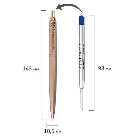 Ручка шариковая PARKER "Jotter XL Monochrome Pink Gold PGT", корпус "розовое золото", сталь, синяя, 2122755 