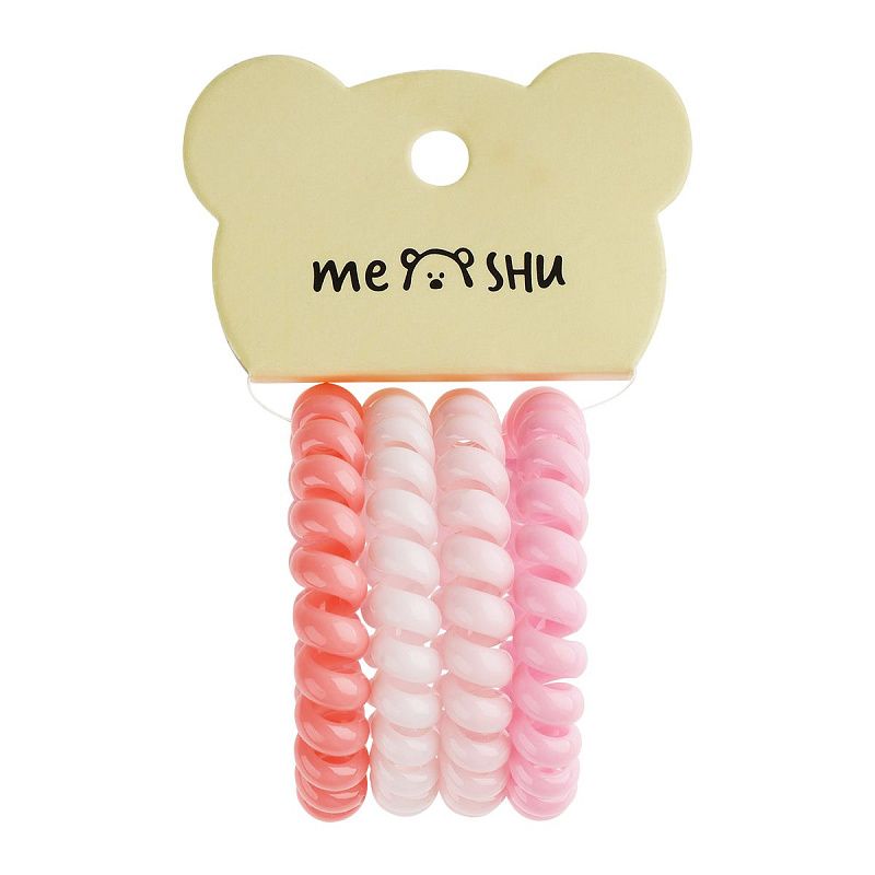 Резинки для волос MESHU, пружинки, розовые ассорти, 4шт., диаметр 4,5см, европодвес