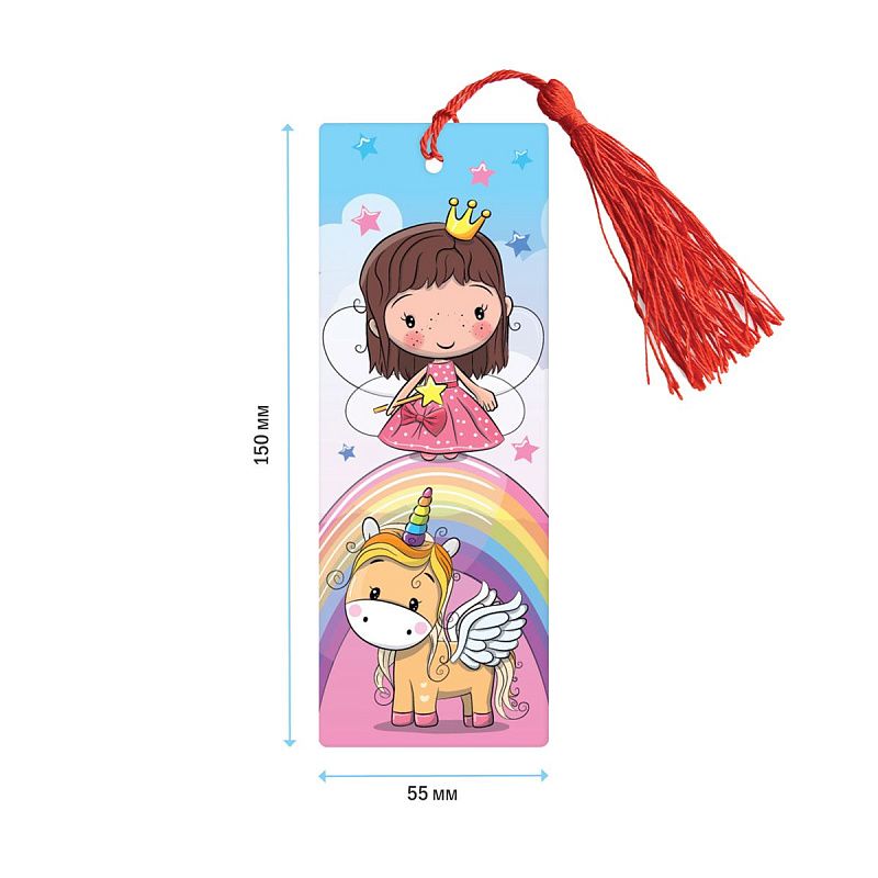 Закладка для книг 3D с линейкой, 150*55мм, ArtSpace "Unicorn", декоративный шнурок 