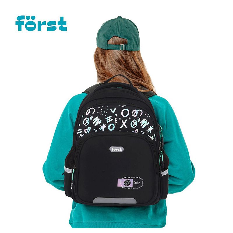 Рюкзак Först F-Comfy "Positive energy" 38*29*15см, 2 отделения, 3 кармана, анатомическая спинка 