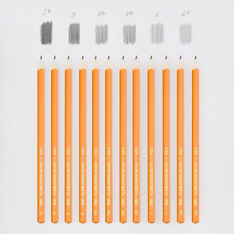 Набор карандашей ч/г Koh-I-Noor "1696" 12шт., 2H-2B, заточен., ПВХ уп., европодвес 