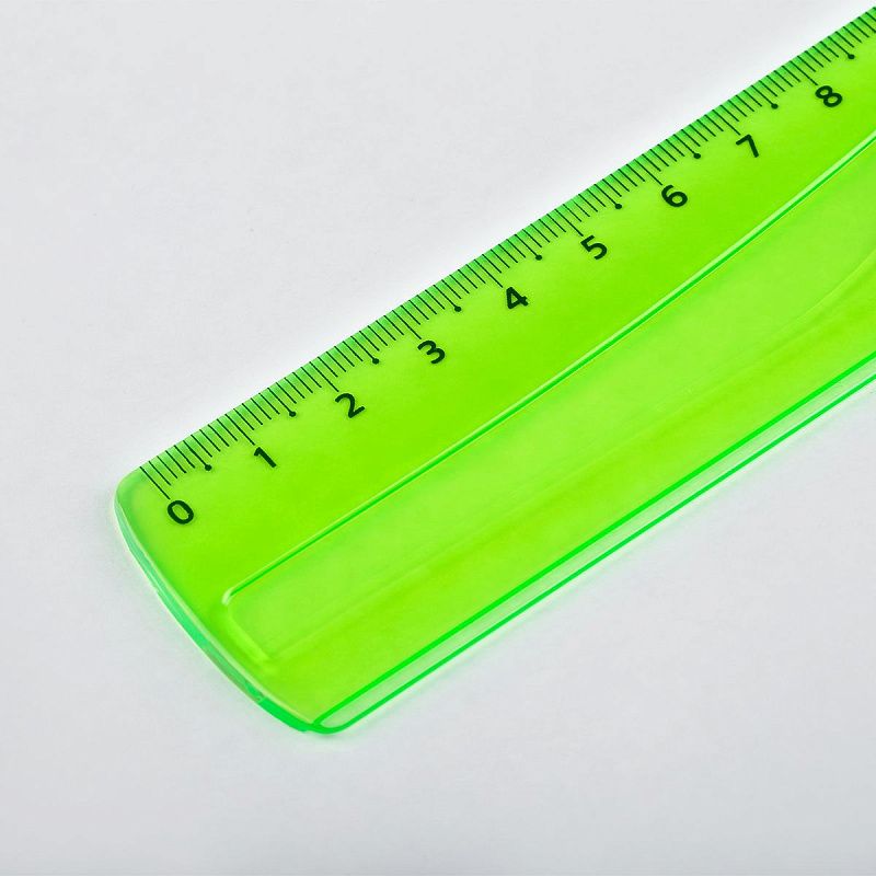 Линейка 20см СТАММ, пластиковая, гибкая, прозрачная, зеленая, европодвес 
