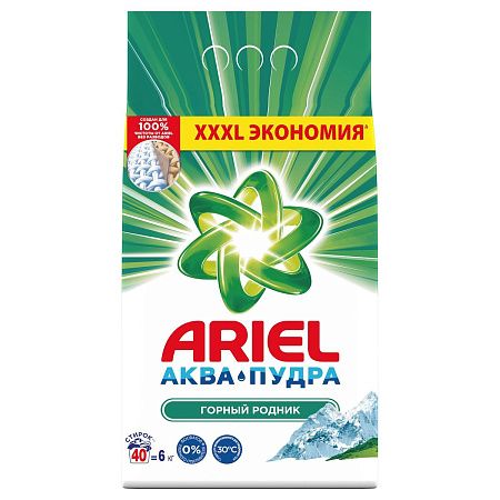 Порошок для машинной стирки Ariel "Горный родник", 6кг 