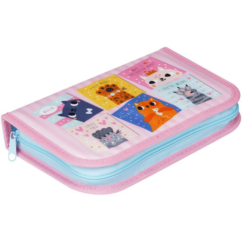 Пенал 1 отделение, 210*130 ArtSpace "Cat power", две откидные секции, ткань 