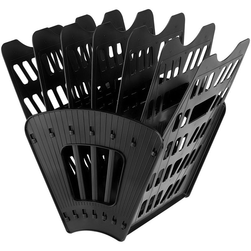 Лоток для бумаг веерный СТАММ, 7-ми секционный, черный