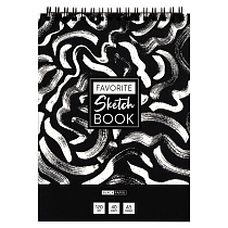 Скетчбук 40л., А5 ArtSpace "Black line. Strokes", на гребне, черный блок, 120г/м2