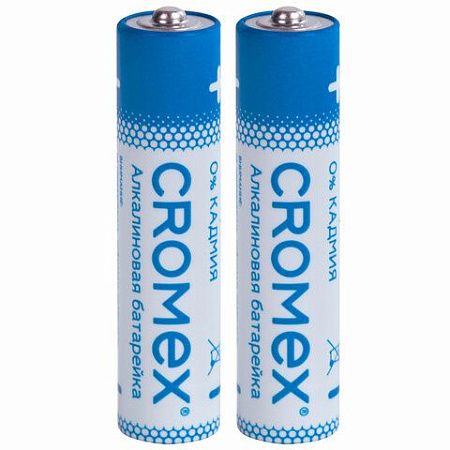 Батарейки алкалиновые "мизинчиковые" КОМПЛЕКТ 2 шт., CROMEX Alkaline, ААA (LR03,24А), блистер, 457129