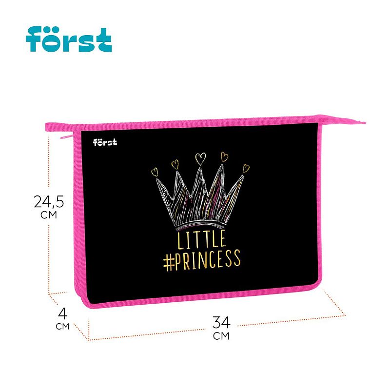 Папка для тетрадей 1 отделение, А4 Först "Lovely", 340*245*40мм, пластик, на молнии 