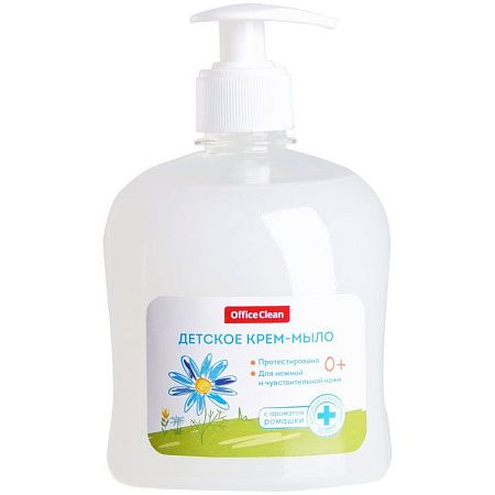 Мыло-крем жидкое OfficeClean "Детское" с ромашкой, антибактериальное, с дозатором, 500мл 