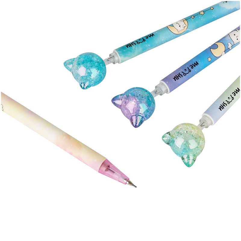 Карандаш механический MESHU "Cute Cats", печать на корпусе, 0,7мм, софт-тач, ассорти, с топпером 