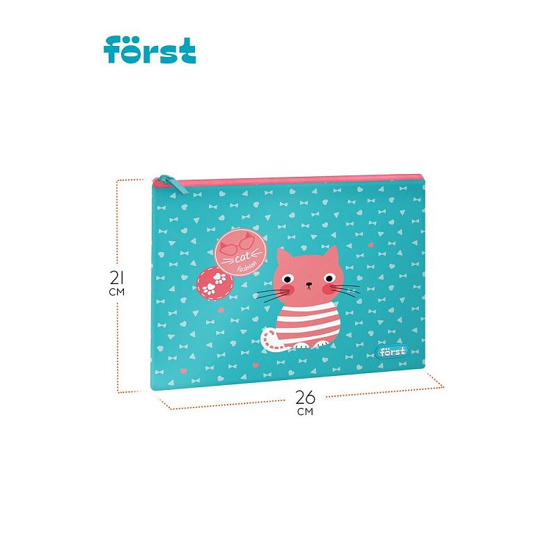 УЦЕНКА - Папка текстильная А5 Först "Orange cat", 255*205мм, 1 отделение, полиэстер (осн 352122) 