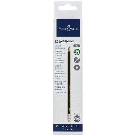 Карандаш ч/г Faber-Castell "Goldfaber 1222" HB, с ластиком, заточен. 